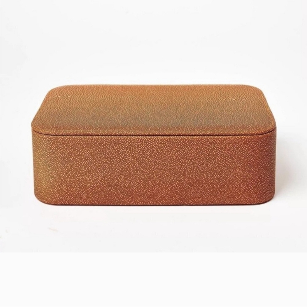 Set Of  2  Earthy Clay Brown Shagreen Boxes- Threshold Studio McGee NO LIDS